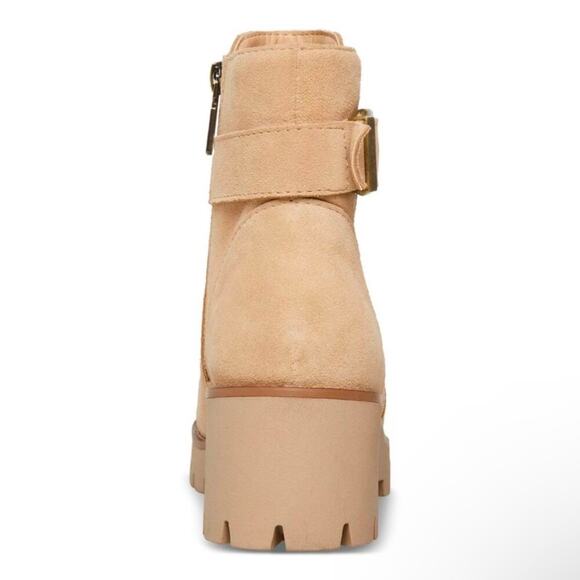 AQUA COLLEGE Womens Beige Waterproof Desiree Almond Toe Block Heel Booties Sz 6